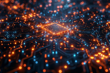 Obraz premium Digital background for tech, AI, neural networks, data, audio, graphics