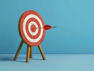 tripod target stand with an arrow in the bullseye