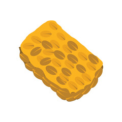 tempeh illustration in flat style. Vegetable frotein rich food ingredient illustration element design. Traditional Indonesian food