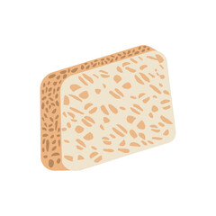 tempeh illustration in flat style. Vegetable frotein rich food ingredient illustration element design. Traditional Indonesian food