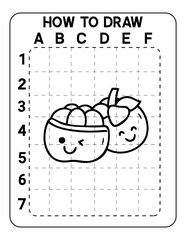 How to draw Copy the picture using a grid, Educational game for children.