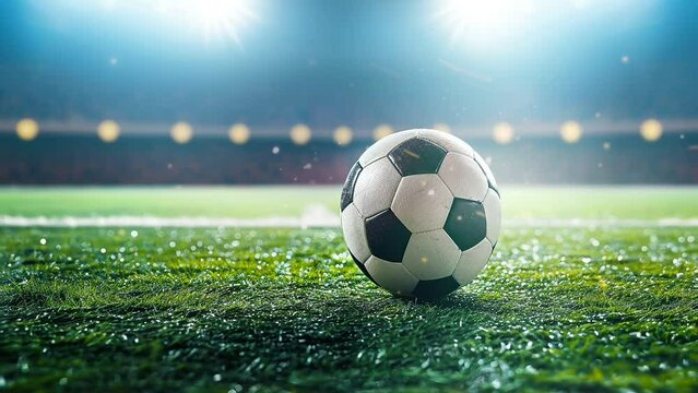 A soccer ball at field. 2026 world cup Football competition concept background.