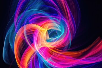 Luminous Motion: Abstract Light Painting in Vivid Colors on Dark Background