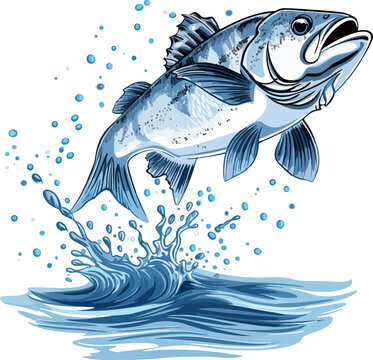 recommend clip art: Fish jumping in water clipart design illustration