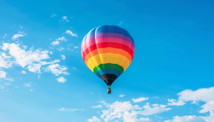 Obraz premium Spectacular Rainbow Hot Air Balloon Soars at Michigan Airshow