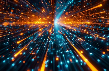 Fototapeta premium Abstract background speed of data transfer depicted in the style of fiber optic cables technology concept.