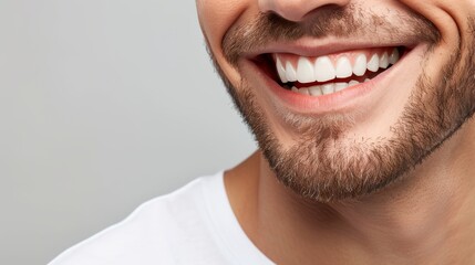 Obraz premium A man smiles with bright, white teeth