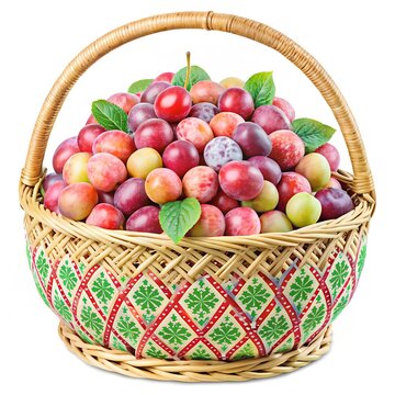 Marian plums in basket,Marian plums overflowed,bamboo basket,Chalom basketry,Marian plums,fruit oerflowed,fruit
