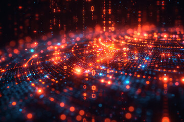 Digital background for tech, AI, neural networks, data, audio, graphics