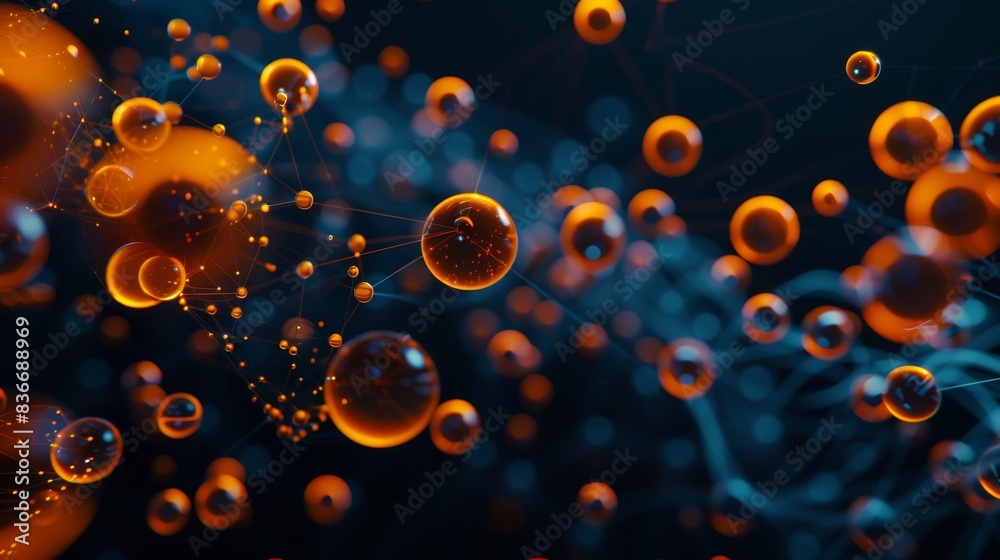 Poster a network of interconnected orange spheres representing data and energy flow in an ai system.