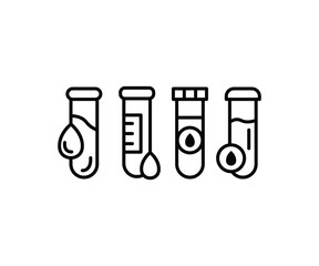 blood sample test tube symbol icons vector design simple line black white illustration collections sets