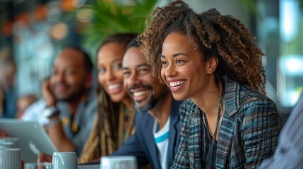 A strategic planning session with a diverse group of leaders discussing future goals, with charts, graphs, and a sense of forward-thinking and ambition. Minimal and Simple,