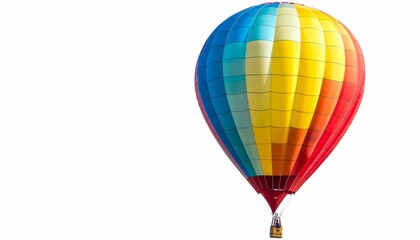 Fototapeta premium Vibrant Hot Air Balloon Floating in Solitude on a Pure White Canvas