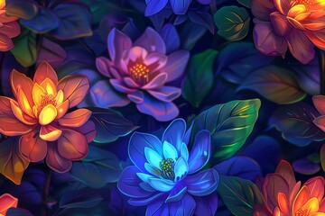 A vibrant seamless blossom centric pattern backdrop for engaging visual elements