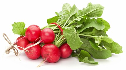 bunch of radishes isolated on white background. healthy veggie nature food concept