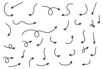 Hand drawn arrows set. Vector doodle icon.