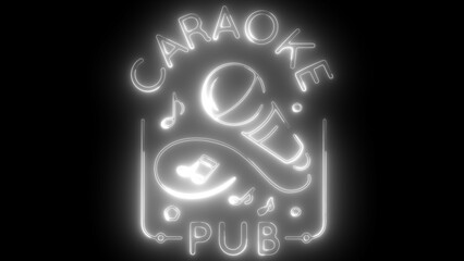 Karaoke neon sign. Neon sign. Karaoke logo, emblem and label. Bright signboard, light banner.