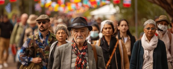 ANZAC Day remembrance with diverse participants, showcasing unity in a simple, balanced style