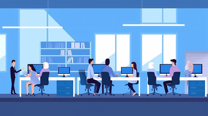 Obraz premium Training of employees in the office. Paper cut style.