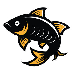 Solid color Carp fish animal vector design