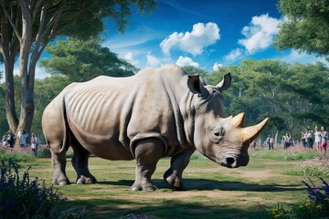 Fototapeta premium large rhino in the park