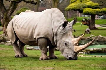 Obraz premium large rhino in the park