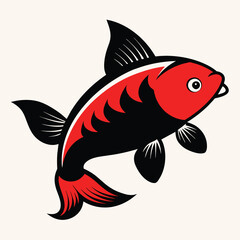 Solid color Carp fish animal vector design