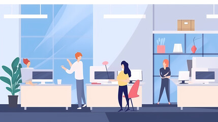 Training of employees in the office. Paper cut style.
