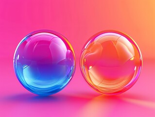 Obraz premium Two bright spheres on pink