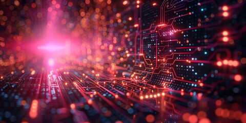 Obraz premium Digital background for tech, AI, neural networks, data, audio, graphics