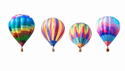 Vibrant Hot Air Balloons Soaring in the Sky on a Clean White Canvas - AR 7:4