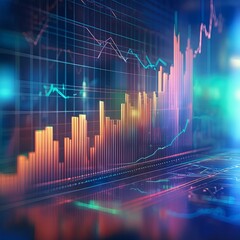 Stock Trading and Visualization of Stock Market and Forex Chart - Investment in the Economy - Digital Chart - Increase and Decrease of Stocks - Data for Profit on Exchange Market