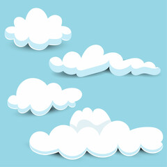 Cartoon clouds vector design with solid sky blue background