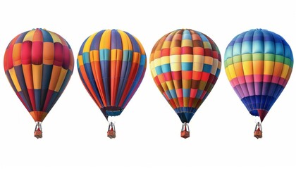 Fototapeta premium Vibrant Hot-Air Balloons Soaring in the Sky: A Stunning 7:4 Set on a White Background