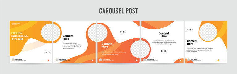 Stunning Carousel Post Template, Editable Social Media Layout Design, business Instagram & Linkedin Carousel Post, Template eps 10.	