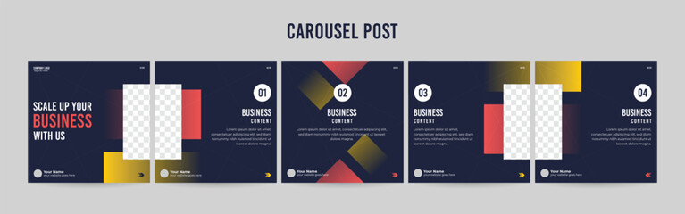 Stunning Carousel Post Template, Editable Social Media Layout Design, business Instagram & Linkedin Carousel Post, Template eps 10.