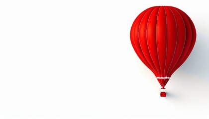 Obraz premium Crimson Skyward: A Stunning Red Hot Air Balloon Soaring in a Blank Canvas