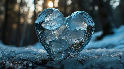 Fototapeta premium Whimsical Forest Scene with Ice Heart Generative AI