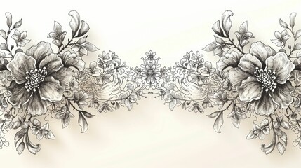 Intricate hand-drawn lace borders with delicate patterns, ideal for wedding invitations or elegant stationery