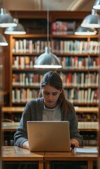 Students are accessing distance learning resources in the library.