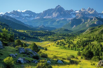 panoramic landscape with mountain range