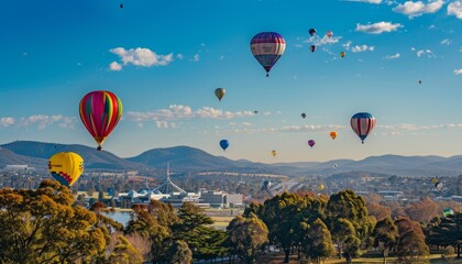 Colorful Hot Air Balloons Take Flight Over Canberra, Australia
