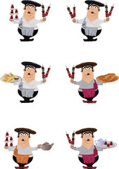 Azerbaijani traditional oriental man with dishes and drinks