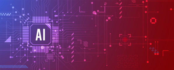 Fototapeta premium Abstract Artificial intelligence. Cloud computing. Machine learning. Technology web background. Virtual concept futuristic background. Vector art.