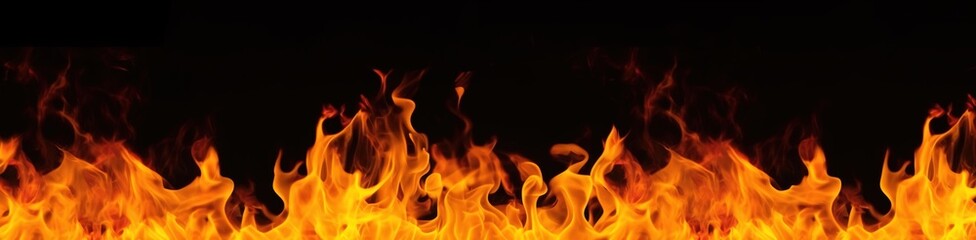 
The burning flames are isolated on a black background

