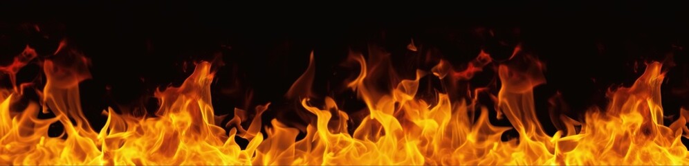 
The burning flames are isolated on a black background
