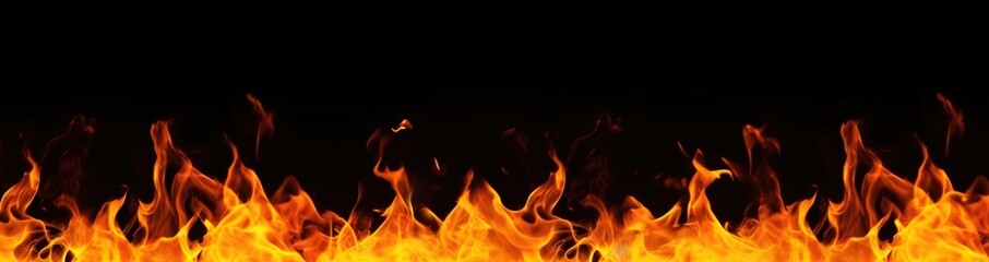 Fototapeta premium The burning flames are isolated on a black background 