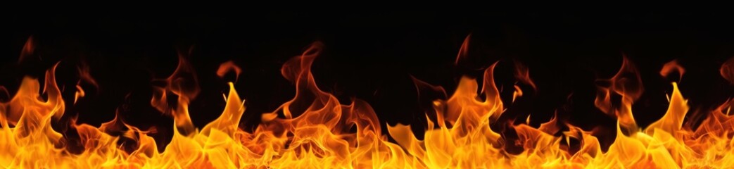 
The burning flames are isolated on a black background
