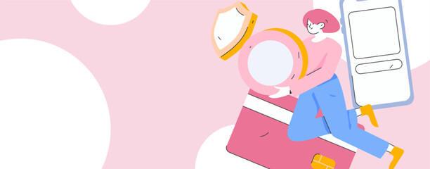 Online shopping payment security character flat vector concept operation hand drawn illustration
