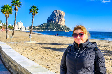 Woman tourist portrait in Calpe, Alicante, Spain